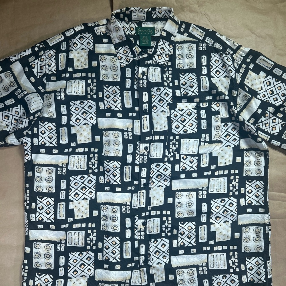 Scandia Woods silk Men's Black and White Patterned Shirt